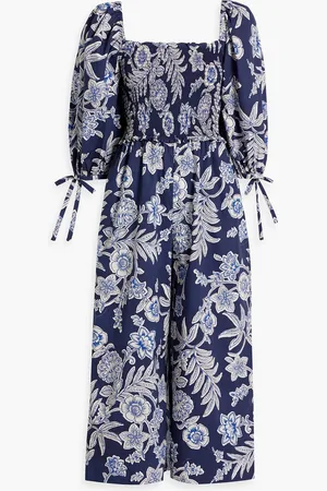 Cara Cara Jazzy cropped printed cotton-poplin jumpsuit - Blue - S