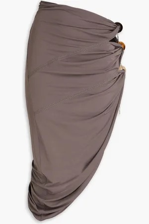 Jacquemus Asymmetric bead-embellished stretch-jersey midi skirt - Neutral - FR 38
