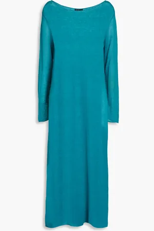 James Perse Linen-blend midi dress - Blue - 2