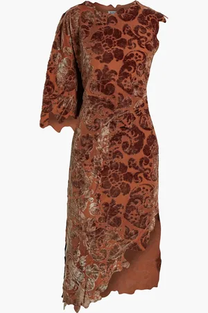 Acne Studios Asymmetric devoré-velvet midi dress - Brown - DE 36