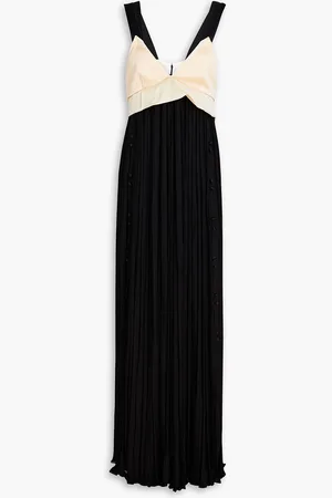 Chloé Crepe-satin paneled silk-crepon maxi dress - - FR 36