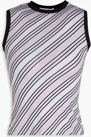 Maisie Wilen Striped stretch-jersey tank - Purple - M