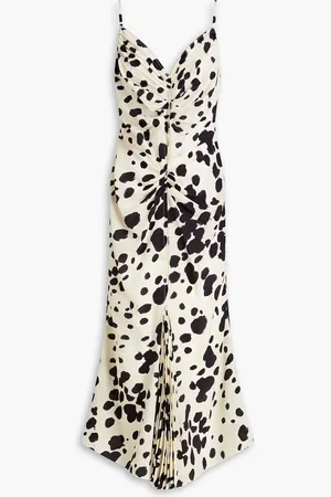 Marni Ruched printed silk crepe de chine midi dress - White - IT 46