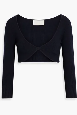 Michelle Mason Cropped ribbed-knit top - Blue - L