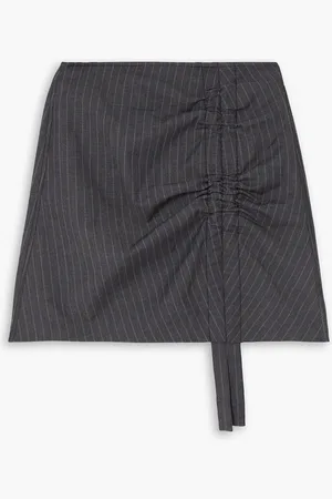Ganni Ruched pinstriped twill mini skirt - - DE 42