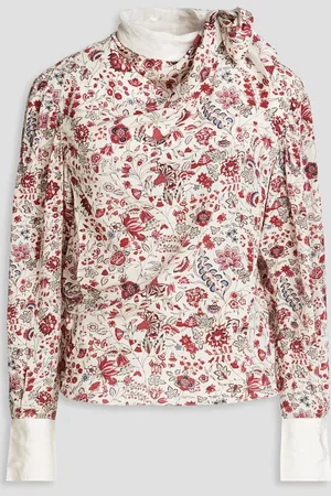 Isabel Marant Keith knotted floral-print silk crepe de chine blouse - White - FR 42