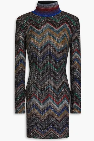 Missoni Metallic crochet-knit mini turtleneck dress - - IT 42