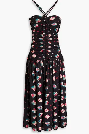 ULLA JOHNSON Marcella ruched floral-print cotton-jersey midi dress - - US 0