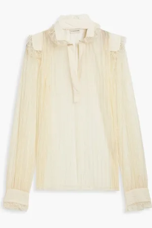By Malene Birger Ruffled embroidered tulle blouse - White - DE 42