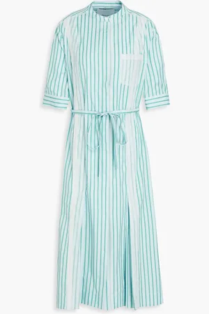 3.1 Phillip Lim Belted striped cotton-poplin midi shirt dress - Blue - US 2