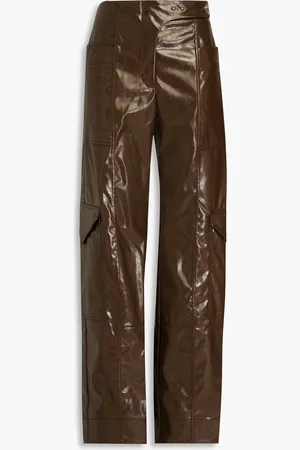 Ganni Glossed faux leather cargo pants - - DE 40