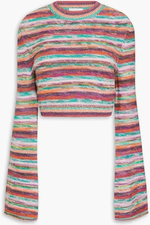 Chloé Cropped striped wool and cashmere-blend sweater - - M