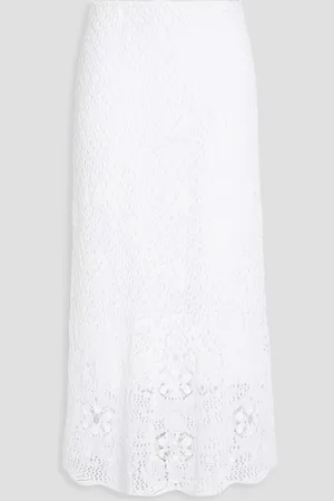 Vince Cotton-blend crochet-knit midi skirt - - XS