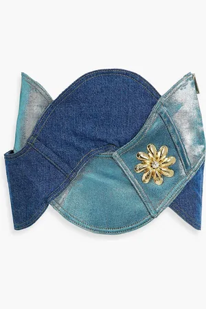 AREA Embellished twisted metallic denim mini skirt - Blue - 31