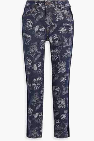 ZIMMERMANN Printed high-rise slim-leg jeans - Blue - 26