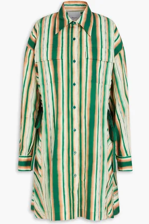 3.1 Phillip Lim Striped cotton-poplin mini shirt dress - Green - XS