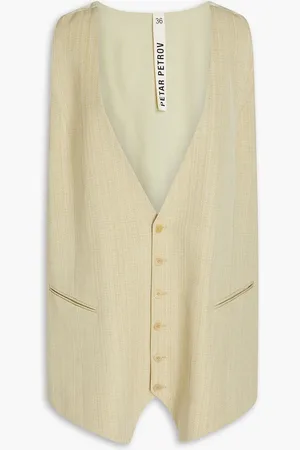 PETAR PETROV Walir crepe de chine-paneled woven vest - Neutral - FR 36