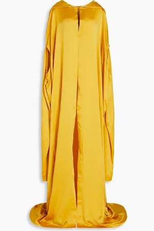Rick Owens Cutout silk-satin hooded cape - Yellow - ONESIZE