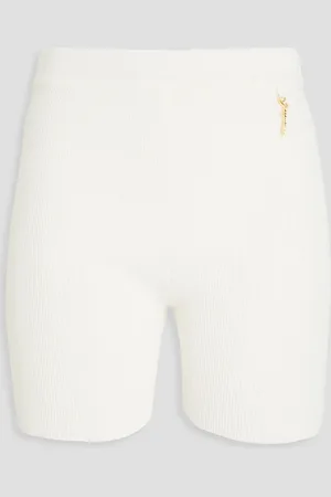 Jacquemus Embellished ribbed-knit shorts - White - FR 46