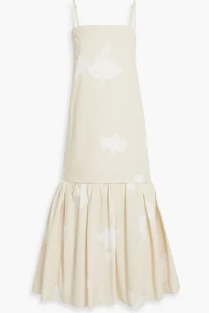 Another Tomorrow Flounce printed cotton-poplin midi dress - White - IT 40