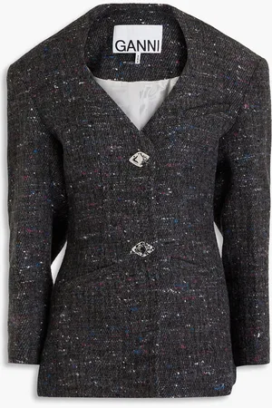 Ganni Donegal wool-blend bouclé-tweed jacket - Gray - DE 42