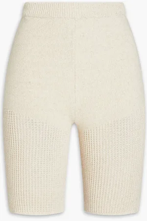 Nanushka Paola crochet-knit cotton-blend shorts - White - M