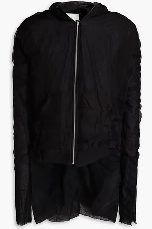 Maison Margiela Organza-paneled silk-gauze zip-up hoodie - - IT 48