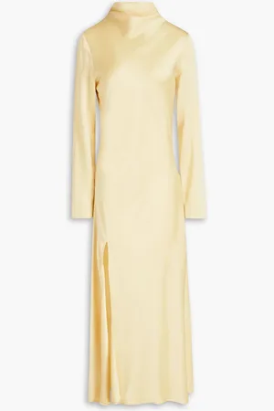 LAPOINTE Satin midi dress - Yellow - US 10