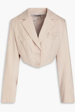 Anna Quan Cropped wool-blend twill blazer - Neutral - UK 8