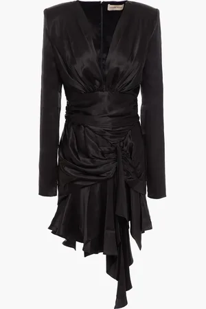 ALEXANDRE VAUTHIER Asymmetric ruched stretch-silk satin mini dress - - FR 44