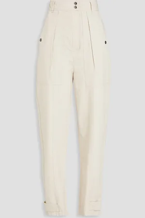 Marant Etoile Rowina pleated cotton-canvas tapered pants - White - FR 34