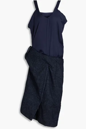 Maison Margiela Twill-paneled wool and cotton-blend midi dress - Blue - IT 40