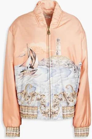 ZIMMERMANN Printed silk-twill bomber jacket - Orange - 00