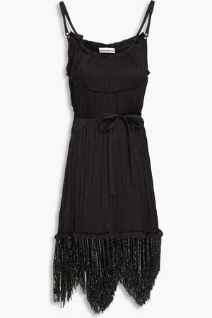 Paco rabanne Chainmail-trimmed satin dress - - FR 40