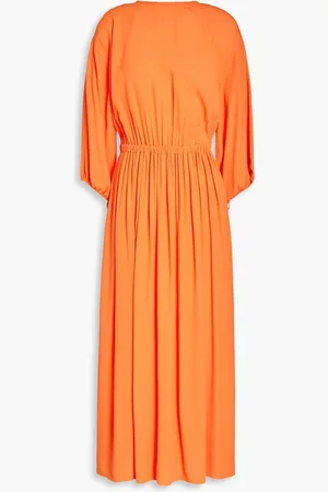 Three Graces London Gathered neon crepe maxi dress - - UK 8