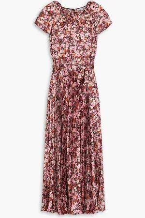 Derek Lam Pleated floral-print satin midi dress - - US 6
