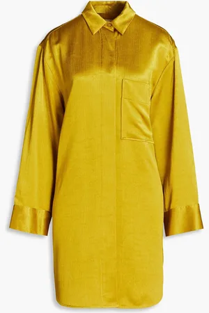By Malene Birger Olisse crinkled satin-crepe shirt mini dress - Green - DE 38