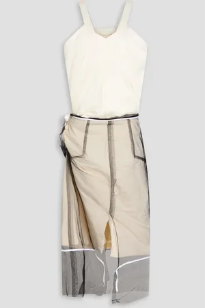 Maison Margiela Twill, canvas and tulle midi dress - White - IT 40