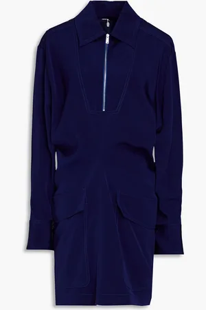 Victoria Beckham Draped satin-crepe mini dress - Blue - UK 6