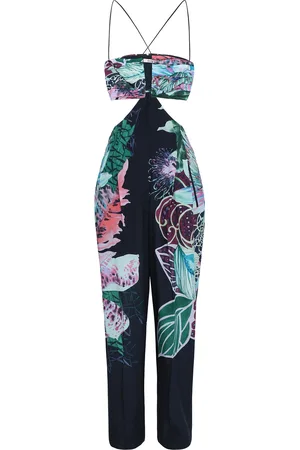 Roberto Cavalli Cutout printed silk crepe de chine jumpsuit - Blue - IT 44