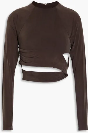 Jacquemus Cropped cutout stretch-jersey top - Brown - XXL