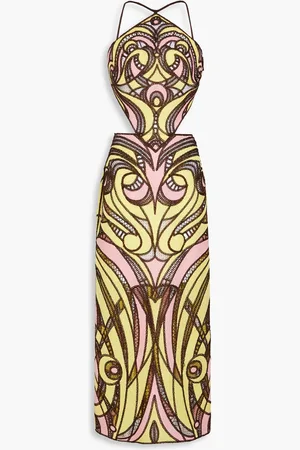 Puccini Cutout embroidered gauze maxi dress - Yellow - IT 40