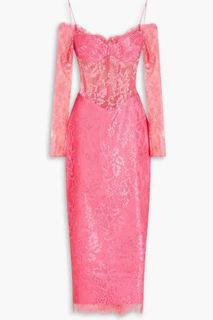 Rasario Cold-shoulder lace midi dress - Pink - FR 36