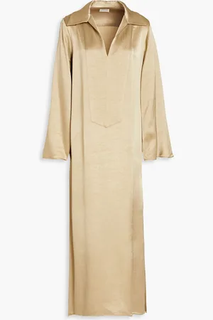 By Malene Birger Mauna crinkled satin-crepe midi shirt dress - Neutral - DE 34