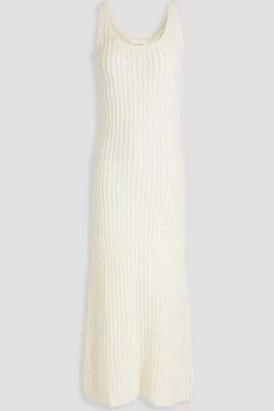 Chloé Open-knit wool, silk and cashmere-blend midi dress - White - XS