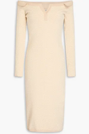 Jacquemus Pampero off-the-shoulder textured-knit cotton-blend dress - Neutral - FR 38