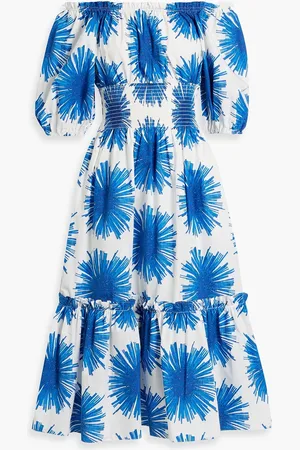 Cara Cara Mimi off-the-shoulder printed cotton-poplin midi dress - - S