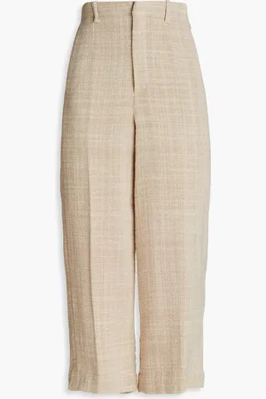 By Malene Birger Bandai cropped cotton-blend wide-leg pants - Neutral - DE 38