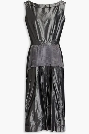 Maison Margiela Pleated silk-taffeta midi dress - Gray - IT 46
