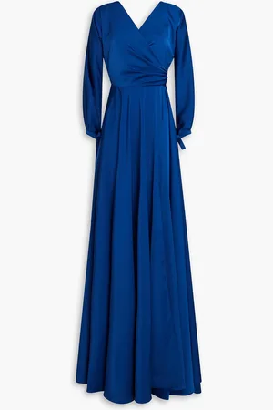 RHEA COSTA June draped satin gown - Blue - IT 40